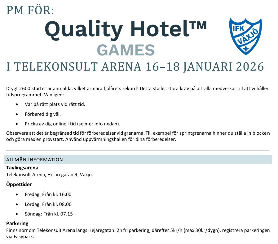 PM & poolindelningar för helgen klara!